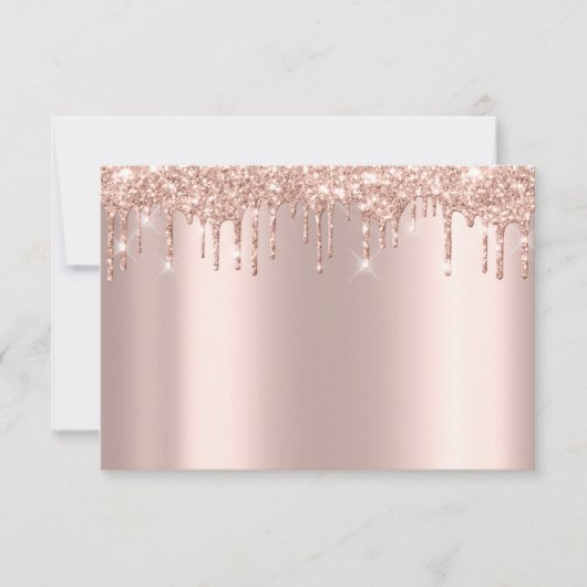 Roze Gouden Blush Poeder Glitters Schittering RSVP Kaartje (Voorkant)