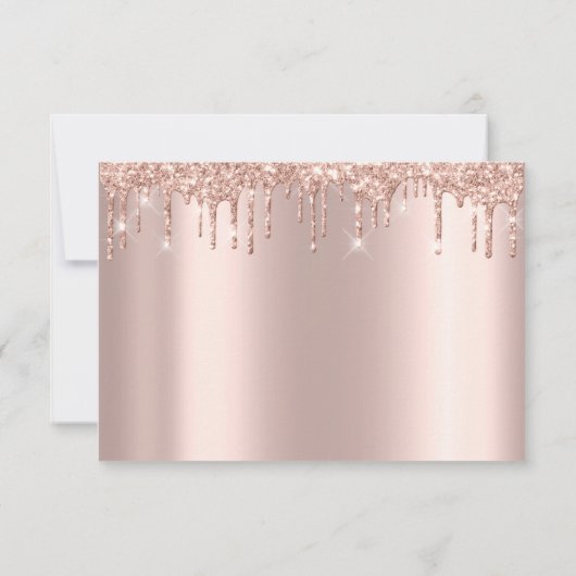 Roze Gouden Blush Poeder Glitters Schittering RSVP Kaartje (Achterkant)