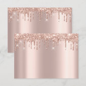 Roze Gouden Blush Poeder Glitters Schittering RSVP Kaartje (Voorkant / Achterkant)