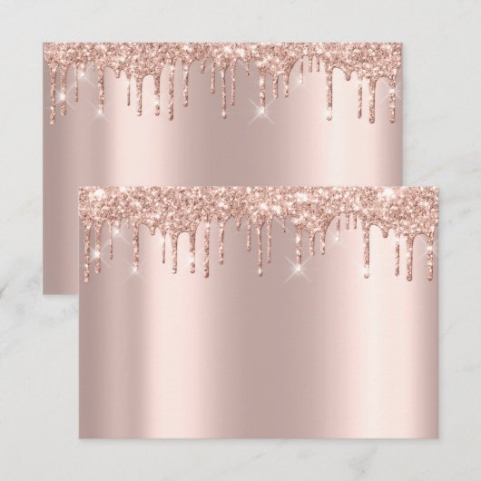 Roze Gouden Blush Poeder Glitters Schittering RSVP Kaartje (Voorkant / Achterkant)