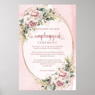 Roze Gouden Blush Roze Bloem Boho Ontkoppelde Cere Poster