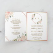 Roze Gouden Blush Roze Bloemencode QR Trouwfeest (Binnen)