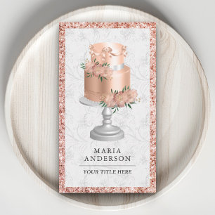 Roze Gouden Blush Roze Bloemige Custom Cakery Bakk Visitekaartje