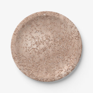 Roze Gouden Blush Roze Glam Glitter Crackle Chic Papieren Bordje