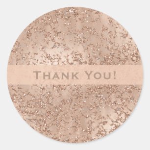 Roze Gouden Blush Roze Glam Schitter Crackle Ronde Sticker