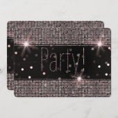 Roze Gouden Blush Roze Glitter Lichtjes Feest Kaart (Voorkant / Achterkant)