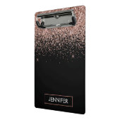 Roze Gouden Blush Roze Glitter Meisjesachtige Mono Mini Klembord (Angled2)