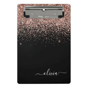 Roze Gouden Blush Roze Glitter Meisjesachtige Mono Mini Klembord