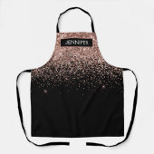 Roze Gouden Blush Roze Glitter Meisjesachtige Mono Schort (Voorkant)
