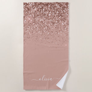 Roze Gouden Blush Roze Glitter Meisjesachtige Mono Strandlaken