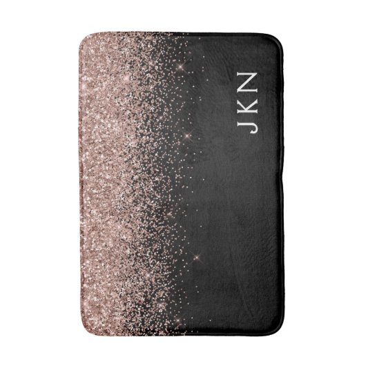 Roze Gouden Blush Roze Glitter Monogram Beginlette Badmat (Voorkant Verticaal)