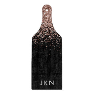 Roze Gouden Blush Roze Glitter Monogram Initiaal Snijplank
