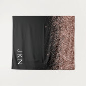 Roze Gouden Blush Roze Glitter Monogram Initiaal Wandkleed (Voorkant (horizontaal))