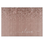 Roze Gouden Blush Roze Glitter Script Monogram Mei Snijplank (Voorkant)