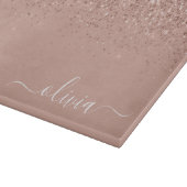Roze Gouden Blush Roze Glitter Script Monogram Mei Snijplank (Hoek)