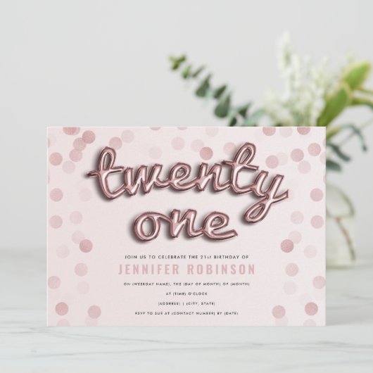 Roze Gouden Blush Roze Glitters 21e Verjaardag Kaart (Staand voorkant)