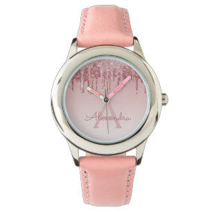 Roze Gouden Blush Roze Glitters en Fonkeling Horloge