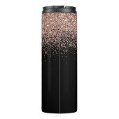 Roze Gouden Blush Roze Glitters Meisjesachtige Mon Thermosbeker (Achterkant)
