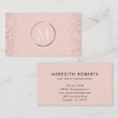 Roze Gouden Blush Roze Glitters Monogram Visitekaartje (Voorkant / Achterkant)