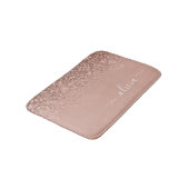 Roze Gouden Blush Roze Glitterscript Monogram Meis Badmat (Gekanteld)