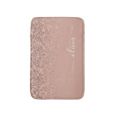 Roze Gouden Blush Roze Glitterscript Monogram Meis Badmat (Voorkant Verticaal)
