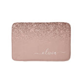 Roze Gouden Blush Roze Glitterscript Monogram Meis Badmat (Voorkant)