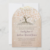 Roze Gouden Blush Roze Hart Boom Bruiloft Kaart (Voorkant)