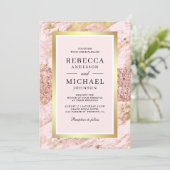 Roze Gouden Blush Roze Marmeren QR Code Huwelijk  Kaart (Staand voorkant)
