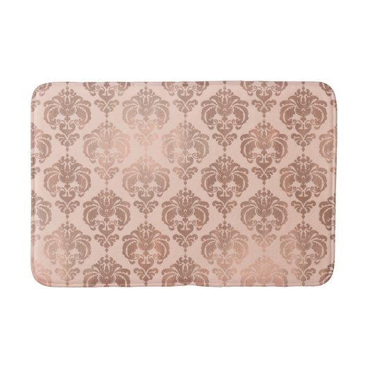 Roze Gouden Blush Roze Moderne Glam Damast Badmat (Voorkant)