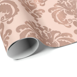 Roze Gouden Blush Roze Moderne Glam Damast Cadeaupapier