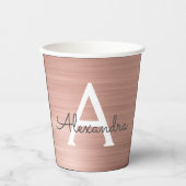 Roze Gouden Blush Roze Monogram Koffiebekers Papieren Bekers (Voorkant)