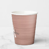 Roze Gouden Blush Roze Monogram Papieren Bekers (Links)