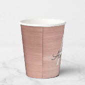 Roze Gouden Blush Roze Monogram Papieren Bekers (Rechts)