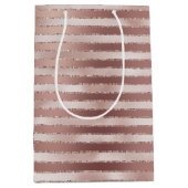 Roze Gouden Blush Roze Strepen Glamour Bruiloftsfe Medium Cadeauzakje (Voorkant)