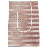 Roze Gouden Blush Roze Strepen Glamour Bruiloftsfe Medium Cadeauzakje (Achterkant)