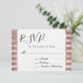 Roze Gouden Blush Roze Strepen Glans Bruiloft RSVP Informatiekaartje (Staand voorkant)