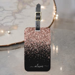 Roze Gouden Blush Roze Zwart Meisjesachtig Glitter Bagagelabel<br><div class="desc">Roze Goud - Blush Roze en Zwarte Glitter Monogram Naam Bagage Tag. Dit is het perfecte cadeau voor sweet 16 verjaardag,  trouwdag,  bruidsfeest,  baby shower of vrijgezellenfeest voor iemand die haar kamer stijlvol decoreert.</div>
