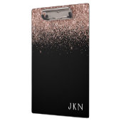 Roze Gouden Blush Roze Zwarte Glitters Monogram Me Klembord (Links)