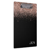 Roze Gouden Blush Roze Zwarte Glitters Monogram Me Klembord (Rechts)