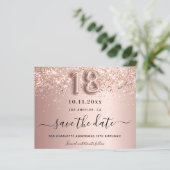 Roze gouden blush save the date kaart voor 18e ver (Staand voorkant)