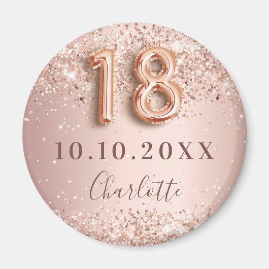 Roze gouden blush save the date voor 18e verjaarda magneet (Voorkant)