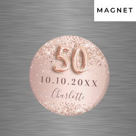 Roze gouden blush save the date voor 50e verjaarda magneet