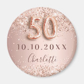 Roze gouden blush save the date voor 50e verjaarda magneet (Voorkant)