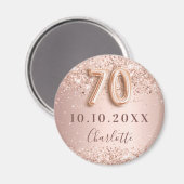 Roze gouden blush save the date voor 70e verjaarda magneet (Voorkant / Achterkant)