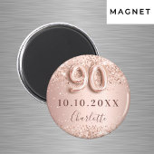 Roze gouden blush save the date voor 90ste verjaar magneet