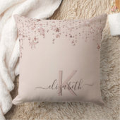 Roze Gouden Blush Sterren Monogram Naam Kussen (Deken)