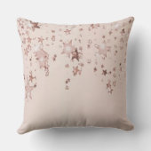 Roze Gouden Blush Sterren Monogram Naam Kussen (Achterkant)