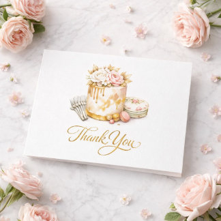 Roze Gouden Blush Verjaardagstaart Bedanktkaart  Bedankkaart