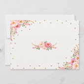 Roze Gouden Boho Bloemen Eerste 1e Verjaardag Uitn Kaart (Achterkant)