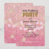 Roze Gouden Bokeh Glitter Verjaardag Kaart (Voorkant / Achterkant)